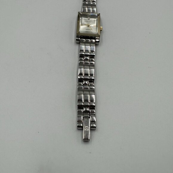 3Anne Klein Diamond Watch Women Silver Tone 16MM Rectangle Case 6.5" Working - Picture 5 of 11